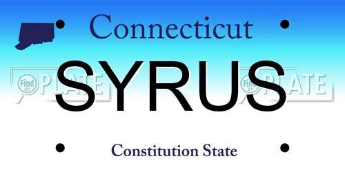 SYRUS Connecticut License Plate