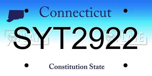 SYT2922 Connecticut License Plate