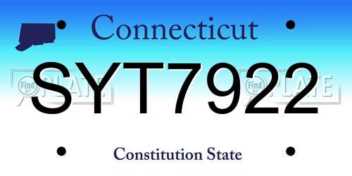 SYT7922 Connecticut License Plate