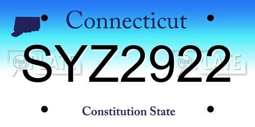 SYZ2922 Connecticut License Plate