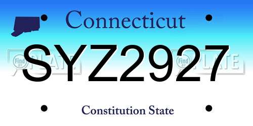 SYZ2927 Connecticut License Plate