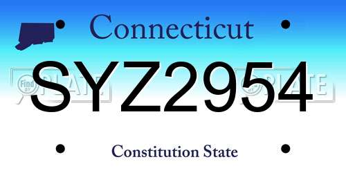 SYZ2954 Connecticut License Plate