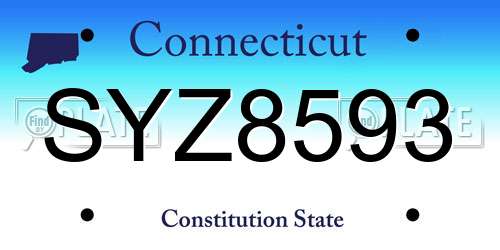 SYZ8593 Connecticut License Plate
