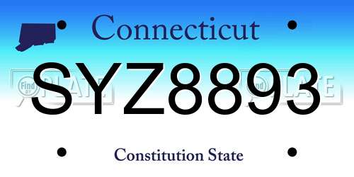 SYZ8893 Connecticut License Plate