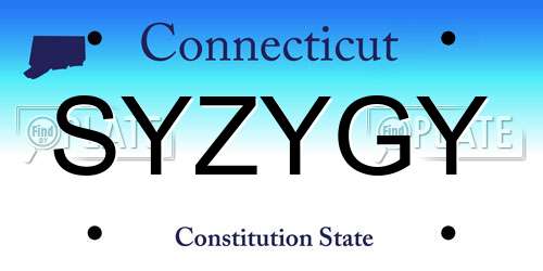SYZYGY Connecticut License Plate