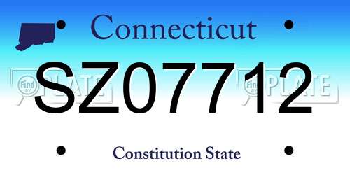 SZ07712 Connecticut License Plate