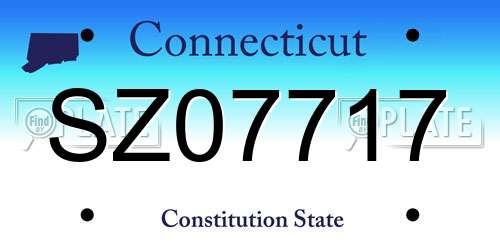 SZ07717 Connecticut License Plate