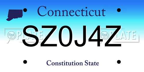 SZ0J4Z Connecticut License Plate