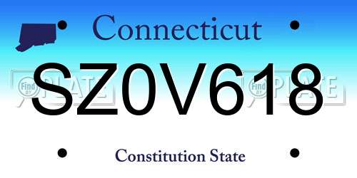 SZ0V618 Connecticut License Plate