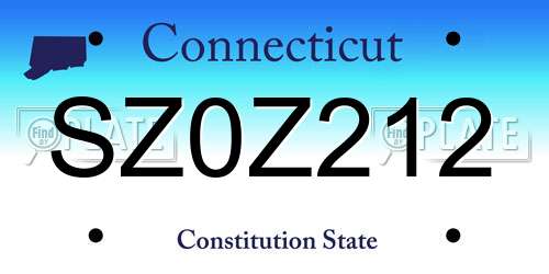 SZ0Z212 Connecticut License Plate