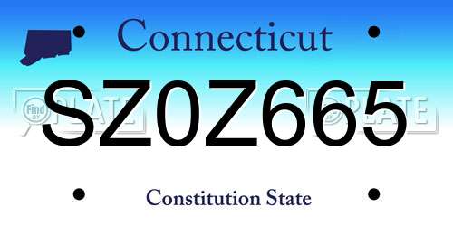 SZ0Z665 Connecticut License Plate