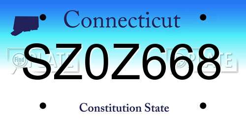 SZ0Z668 Connecticut License Plate