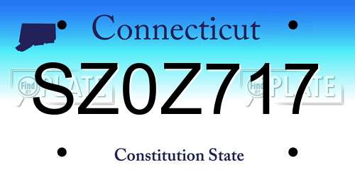 SZ0Z717 Connecticut License Plate