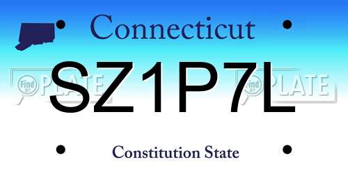 SZ1P7L Connecticut License Plate