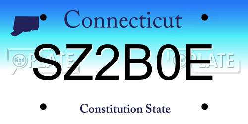 SZ2B0E Connecticut License Plate