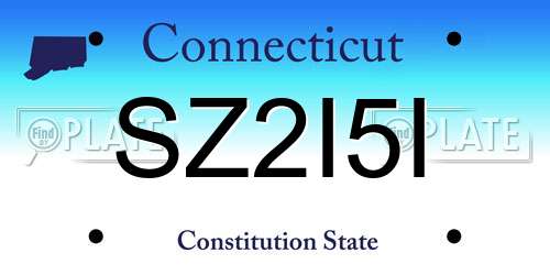 SZ2I5I Connecticut License Plate