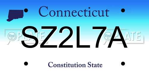 SZ2L7A Connecticut License Plate