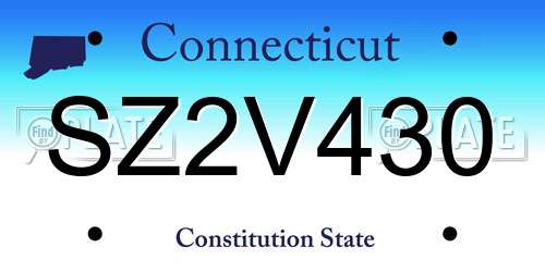 SZ2V430 Connecticut License Plate