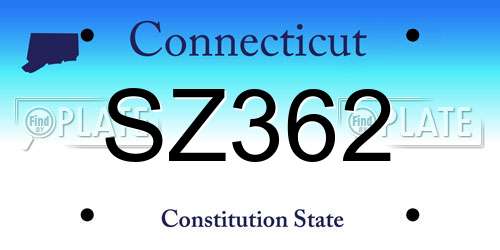 SZ362 Connecticut License Plate