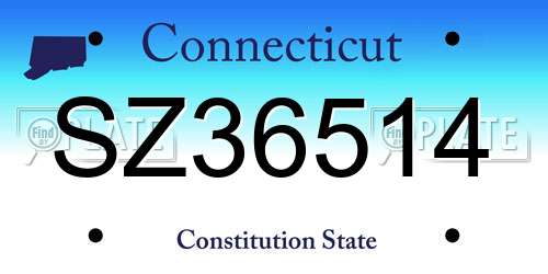 SZ36514 Connecticut License Plate