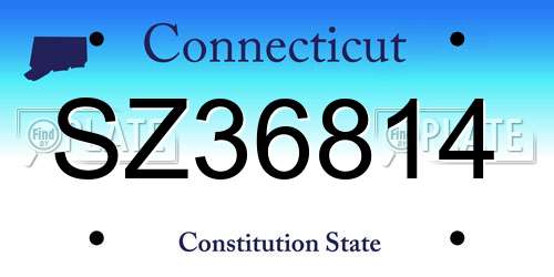 SZ36814 Connecticut License Plate