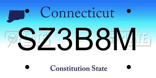 SZ3B8M Connecticut License Plate