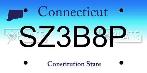 SZ3B8P Connecticut License Plate