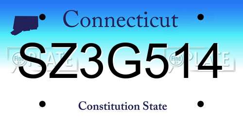SZ3G514 Connecticut License Plate