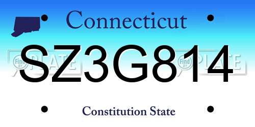 SZ3G814 Connecticut License Plate