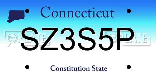 SZ3S5P Connecticut License Plate