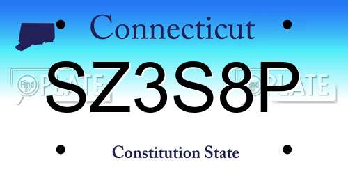 SZ3S8P Connecticut License Plate
