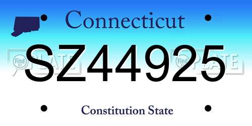 SZ44925 Connecticut License Plate