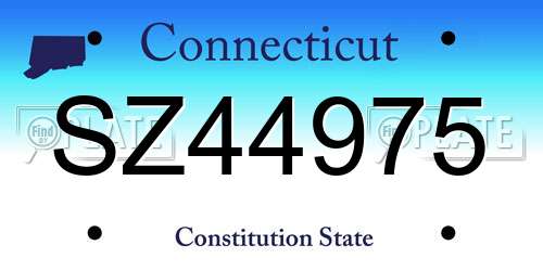 SZ44975 Connecticut License Plate