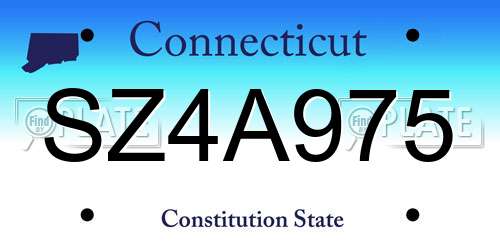 SZ4A975 Connecticut License Plate