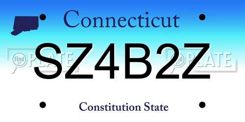 SZ4B2Z Connecticut License Plate