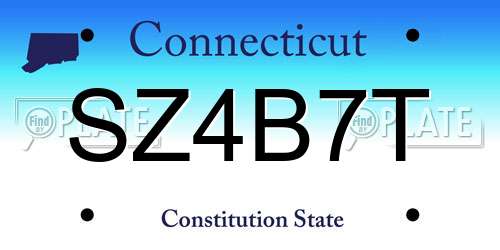 SZ4B7T Connecticut License Plate