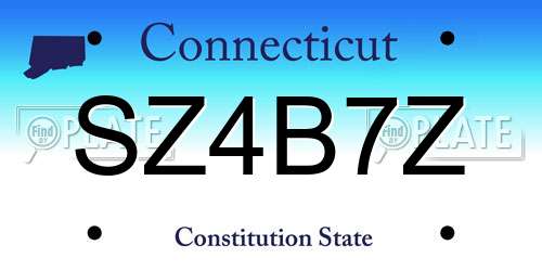 SZ4B7Z Connecticut License Plate