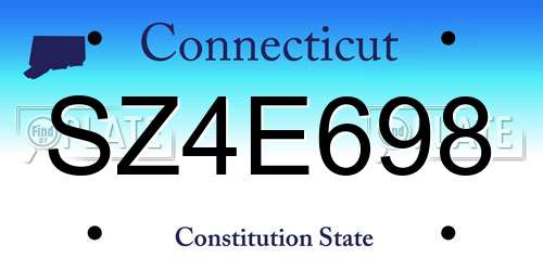 SZ4E698 Connecticut License Plate