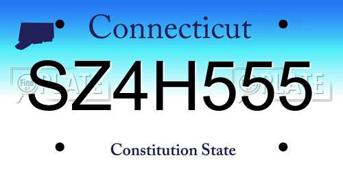 SZ4H555 Connecticut License Plate