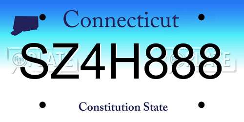 SZ4H888 Connecticut License Plate