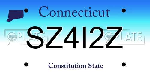 SZ4I2Z Connecticut License Plate
