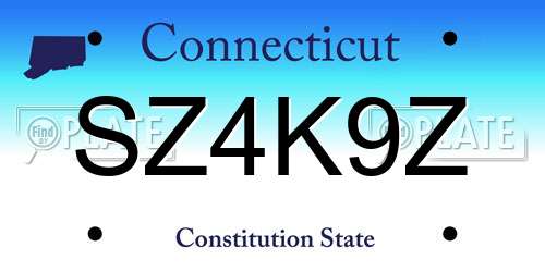 SZ4K9Z Connecticut License Plate