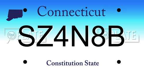 SZ4N8B Connecticut License Plate