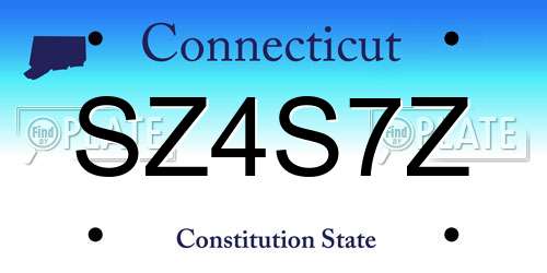 SZ4S7Z Connecticut License Plate