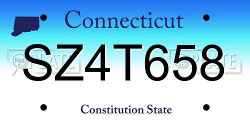 SZ4T658 Connecticut License Plate