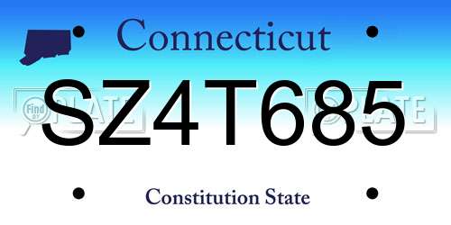 SZ4T685 Connecticut License Plate