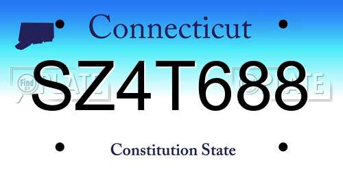 SZ4T688 Connecticut License Plate