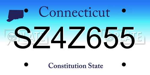 SZ4Z655 Connecticut License Plate