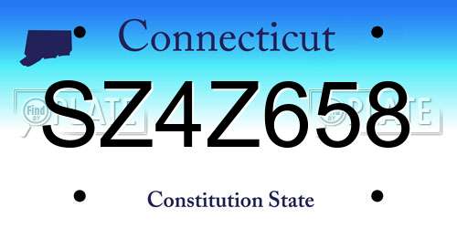 SZ4Z658 Connecticut License Plate