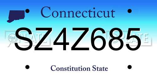 SZ4Z685 Connecticut License Plate